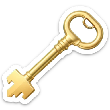 3D key icon with subtle glow effect, modern glossy style, deep green (#0B3D2C) and gold (#C9B037), elegant and minimal, transparent background, premium render sticker