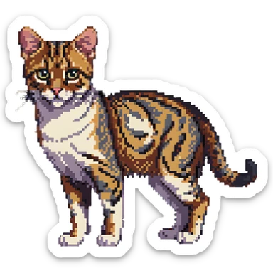 Leopard cat with spotted coat and alert posture sticker