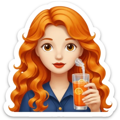 Ragazza con capelli lunghi mossi che beve spritz  sticker