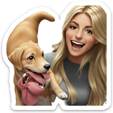 blonde girl with dog smiling sticker