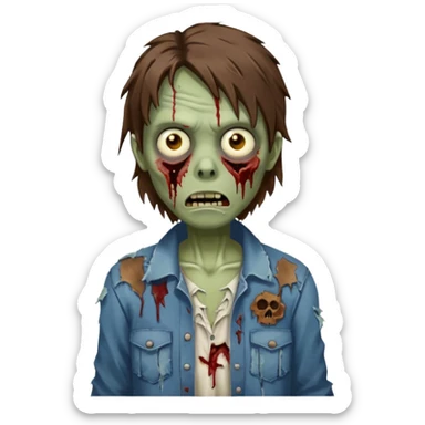 Zombie with lil bit curly medium brown hairi sticker
