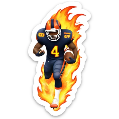 Football player with football on fire sticker
