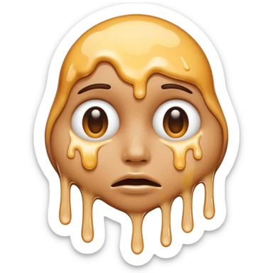 una faccina che si scioglie insinee a un liquido bianco sticker