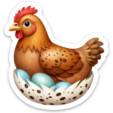 Chicken laying egg sticker