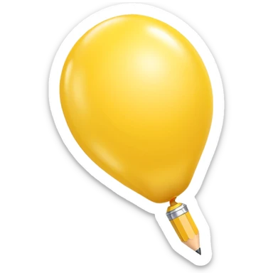 Yellow pencil, balloon style, shiny, inflated look sticker
