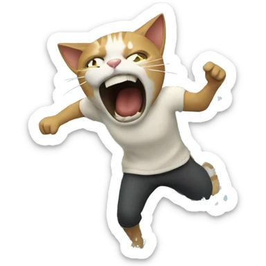 cat attacking person for water  sticker