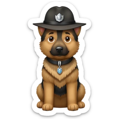 berger allemand debout avec un chapeau sticker
