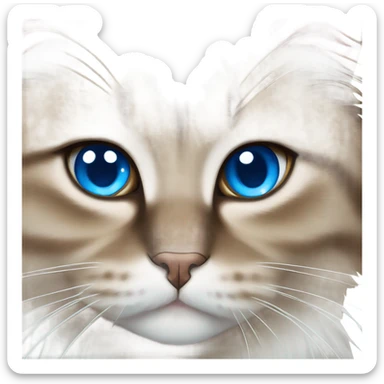 A brown and white Siberian cat with blue eyes  sticker
