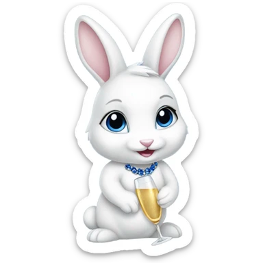 white female bunny wearing sapphires holding champagne  sticker
