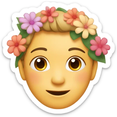 Love face with flowers sticker