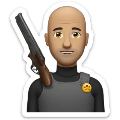 bald man shotgun sticker