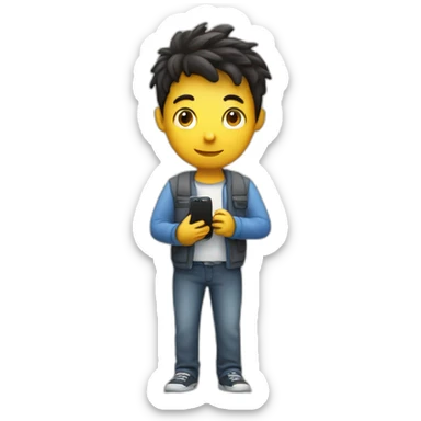 Person standing with phone in hand to login in app in ground sticker