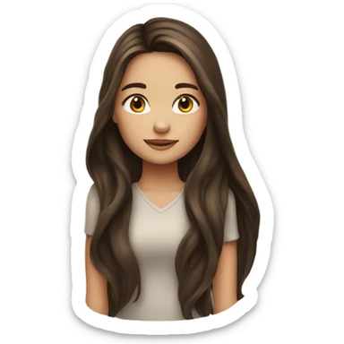 Beautiful girl, long hair, brunette sticker