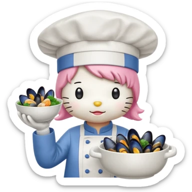 Hello kitty with mussels  sticker