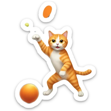orange cat playing ping pong sticker