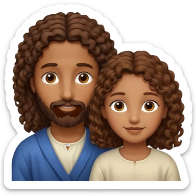 Jesus y una niña morena y crespa  sticker