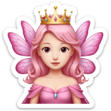 A beautiful pink Queen with fairy wings sticker