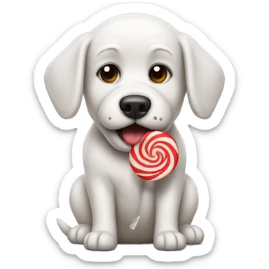 a dog maltipu is crying and holding a lollipop  sticker
