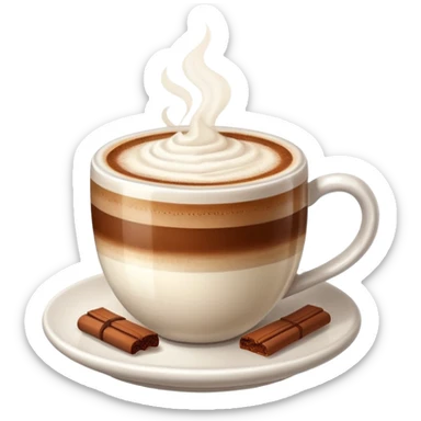 Cappuccino with frothy milk and a sprinkle of cocoa on top sticker