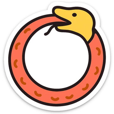 ouroboros, stylized snake eating its own tail, color outline icon style sticker