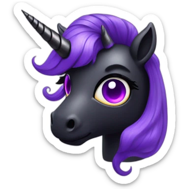 Spooky black unicorn with purple eye and halloween details sticker