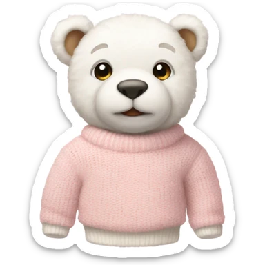 white teddy with soft pink sweater sticker