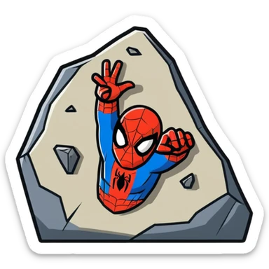 Spider-Man's hand making the rock symbol, cartoon sticker sticker