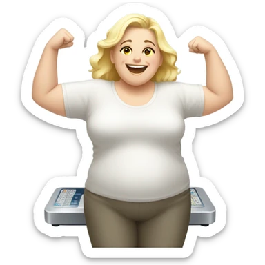 blondie overweight celebrating on scale sticker