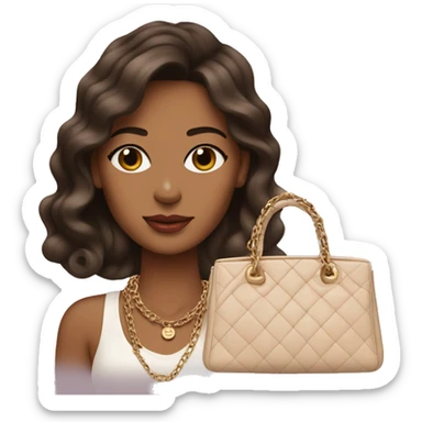 Brunette with Birkin bag and Chanel necklace sticker