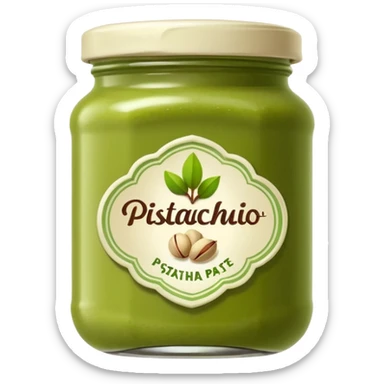 creamy pistachio paste in a jar printed with a pistachio logo label  sticker
