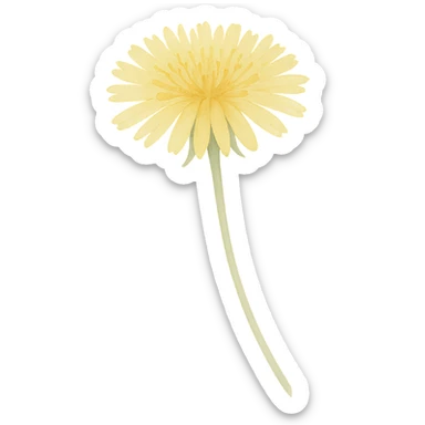 very detailed dandelion, delicate yellow petals, fine green stem sticker