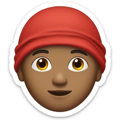 Lightskin boy with durag and red hoodie sticker