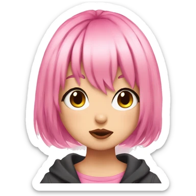 Anime cat girl pink hair duck lips sticker