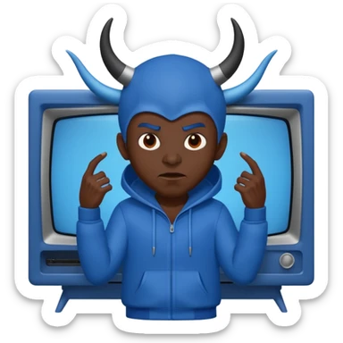 Vox the demon with a TV as his head wearing all blue sticker