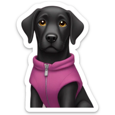 Black labrador with clothes sticker