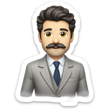 dark-haired French real estate agent with a big beard and mustache who dresses classy sticker