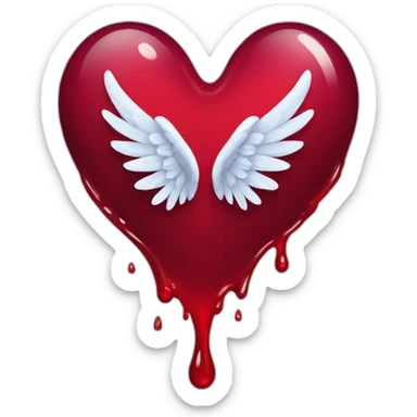 Blood drop with angel wings sticker