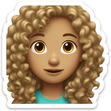 tan curly haired girl with long hair sticker