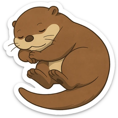 ghibli style sleepy otter sticker