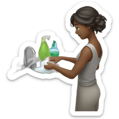 Women washing dishes sticker