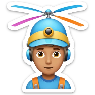 Boy wear colorful Spinning Helicopter Hat hat sticker