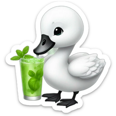 baby swan drinking mojito sticker