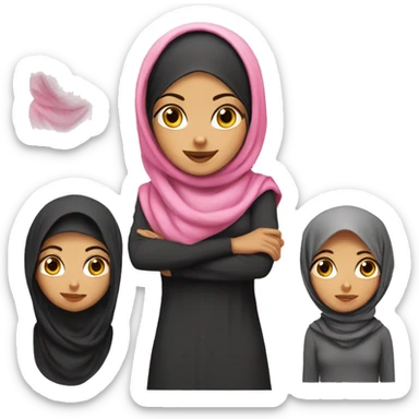 An Egyptian girl with a legitimate hijab  and the hijab is pink  sticker