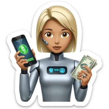 cyber punk holding money and phone sticker