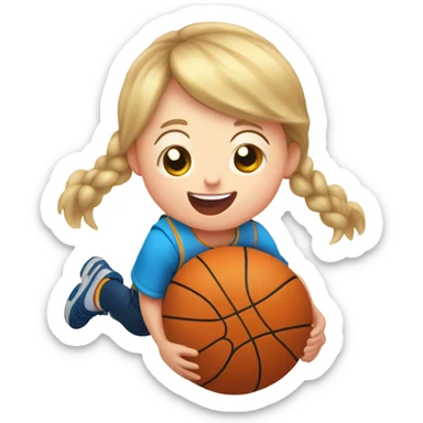 Down syndrome kid dunking basketball sticker