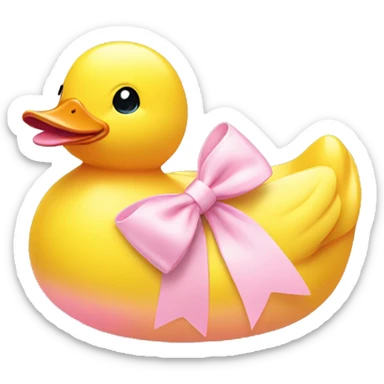 Rubber ducky with a light pink bow sticker