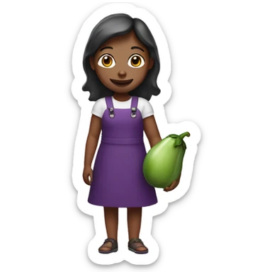 Girl with eggplant in hand  sticker