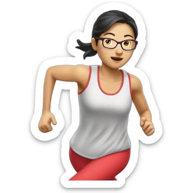🏃：a-chinese-woman-running-"no rim glasses" sticker
