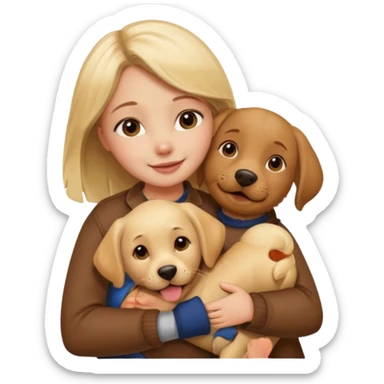 Garota loira abraçando um labrador sticker