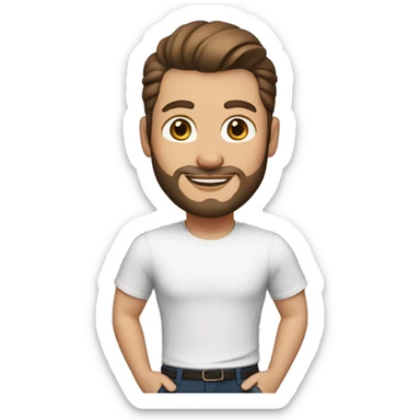 memoji white male 30 years old with dark brown long hair in a bun sticker